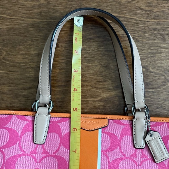 Coach Signature Pink Orange Mini Tote - Picture 4 of 10